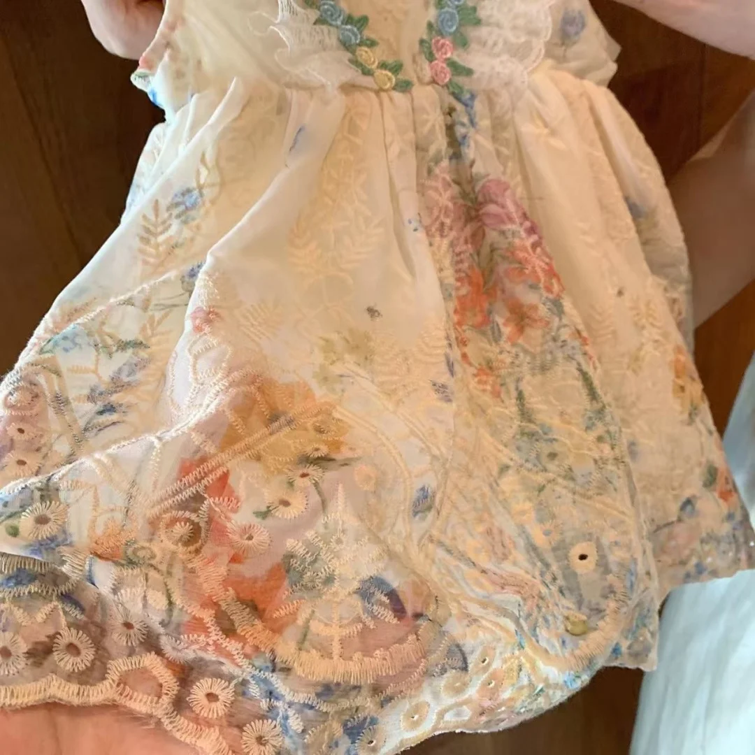 

Girls' Summer Dress 2026 New Children's Baby Summer Dress Princess Dress Stylish French Floral Tank Top Skirt