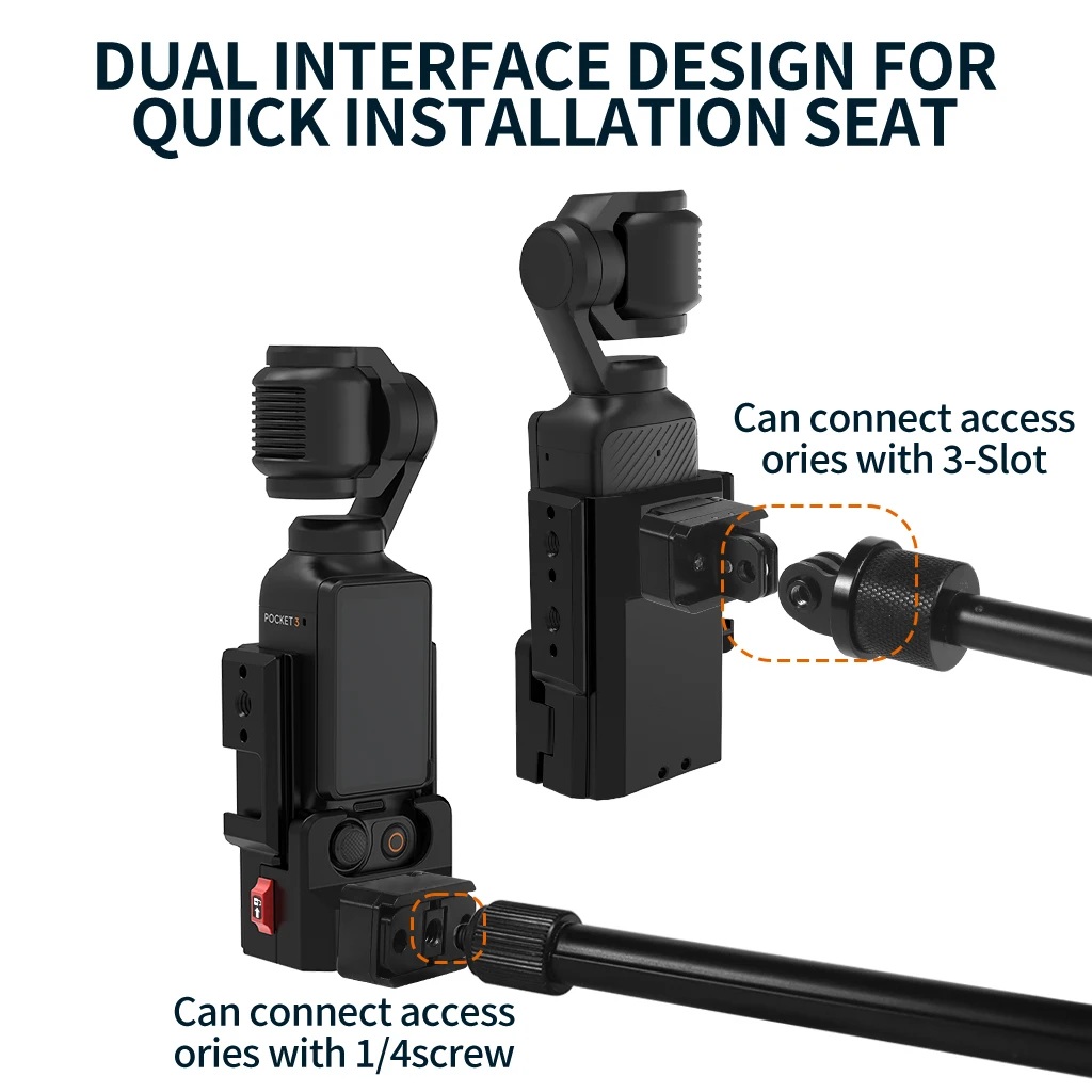 Metall-Taschenkamera-Erweiterungsgehäuse-Adapter, Schutzrahmen mit Schnellverschluss-Kaltplattenhalterung für DJI OSMO POCKET 4 Kamera-Gimbal-Halterung – Detail 13