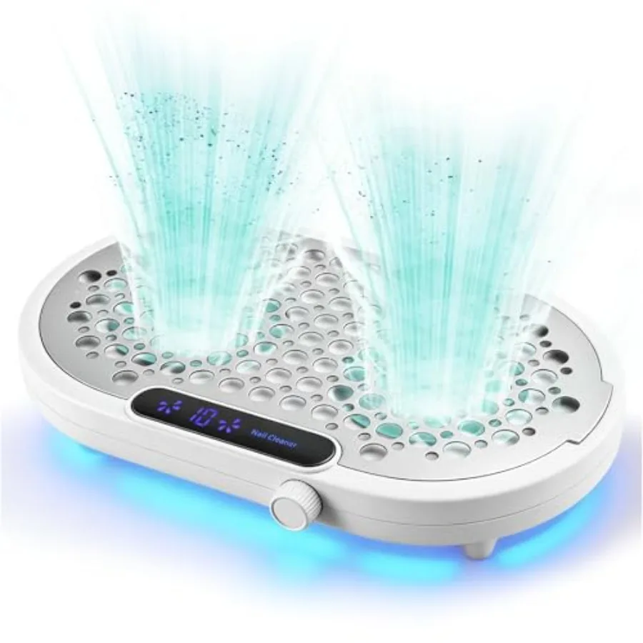 

Nail Dust Collector Professional 1600PA with 10 Speeds White Nail Vacuum Fan for Home Salons Studios Includes 30Pcs Filter Pape