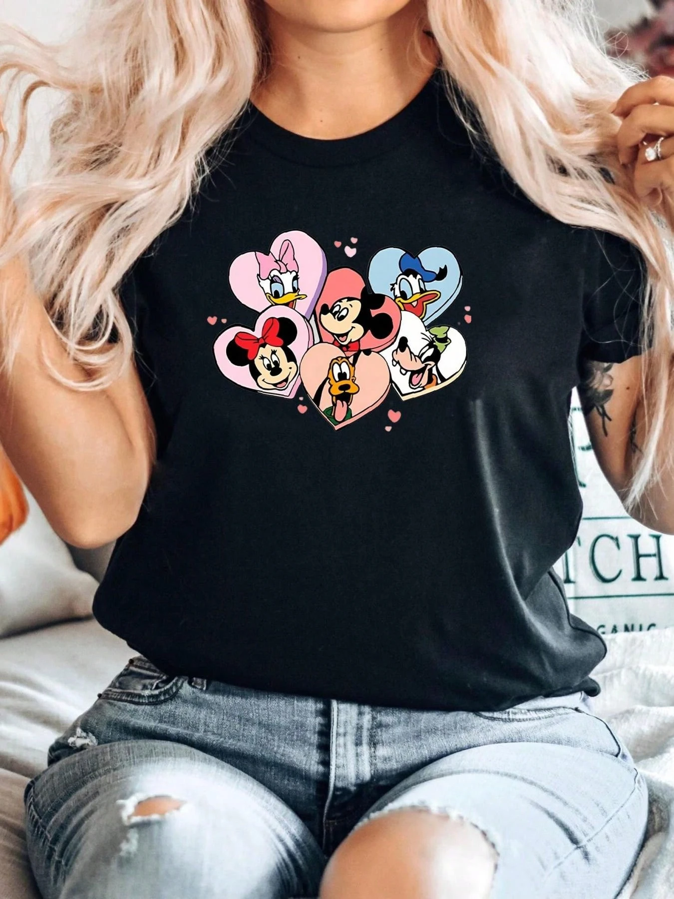

Disney Mickey Printed Cotton Men's T-Shirt Summer Short Sleeved T-Shirt Loose And Comfortable Y2k Ladies Clothes Oversized Shirt