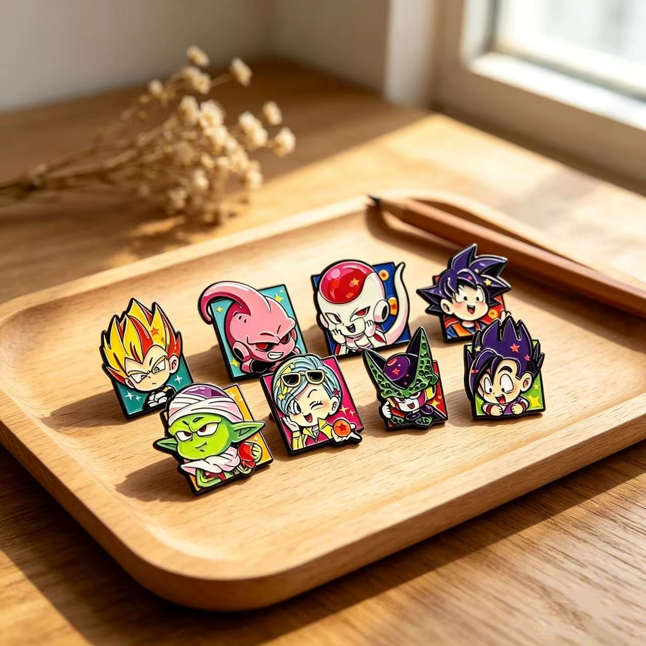 8 Stück Chibi Hot Blood Anime-Charakter Emaille-Anstecker, quadratische Cartoon-Broschen zur Dekoration von Rucksäcken und Jacken, Geschenk – Detail 3