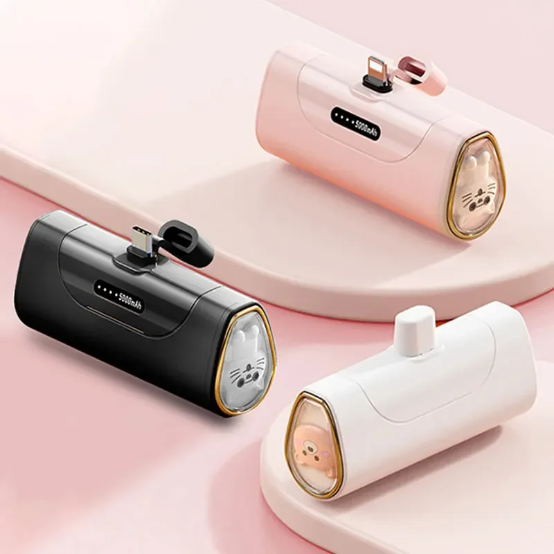 Mini Capsule Power Bank 5000mah Battery Charger Portable Cute Animal Style Mobile Phone Wireless Powerbank