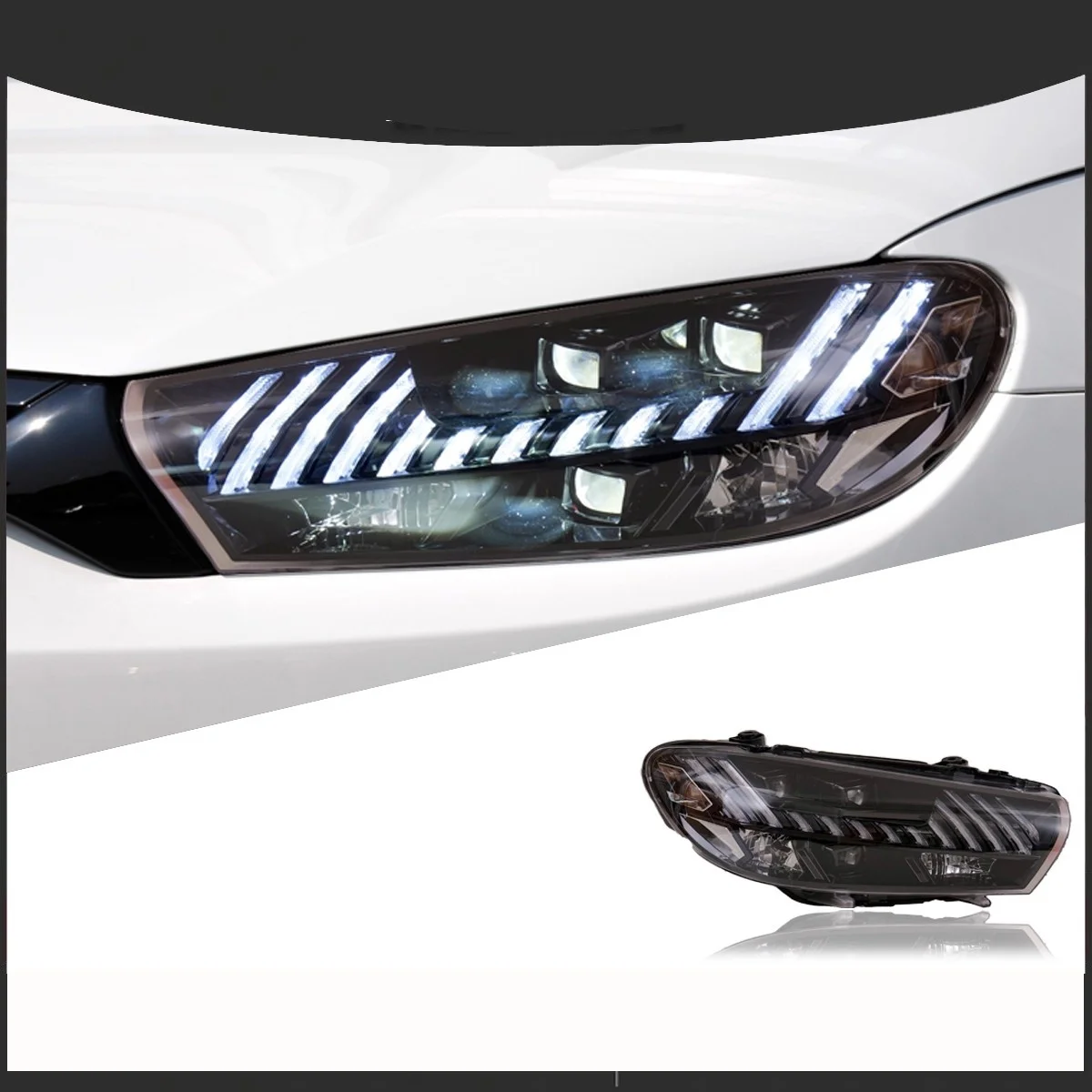 

Автомобильные светодиодные фары в сборе для Volkswagen vw Scirocco 09-17, модифицированные линзы, дневные ходовые огни, динамический указатель поворота