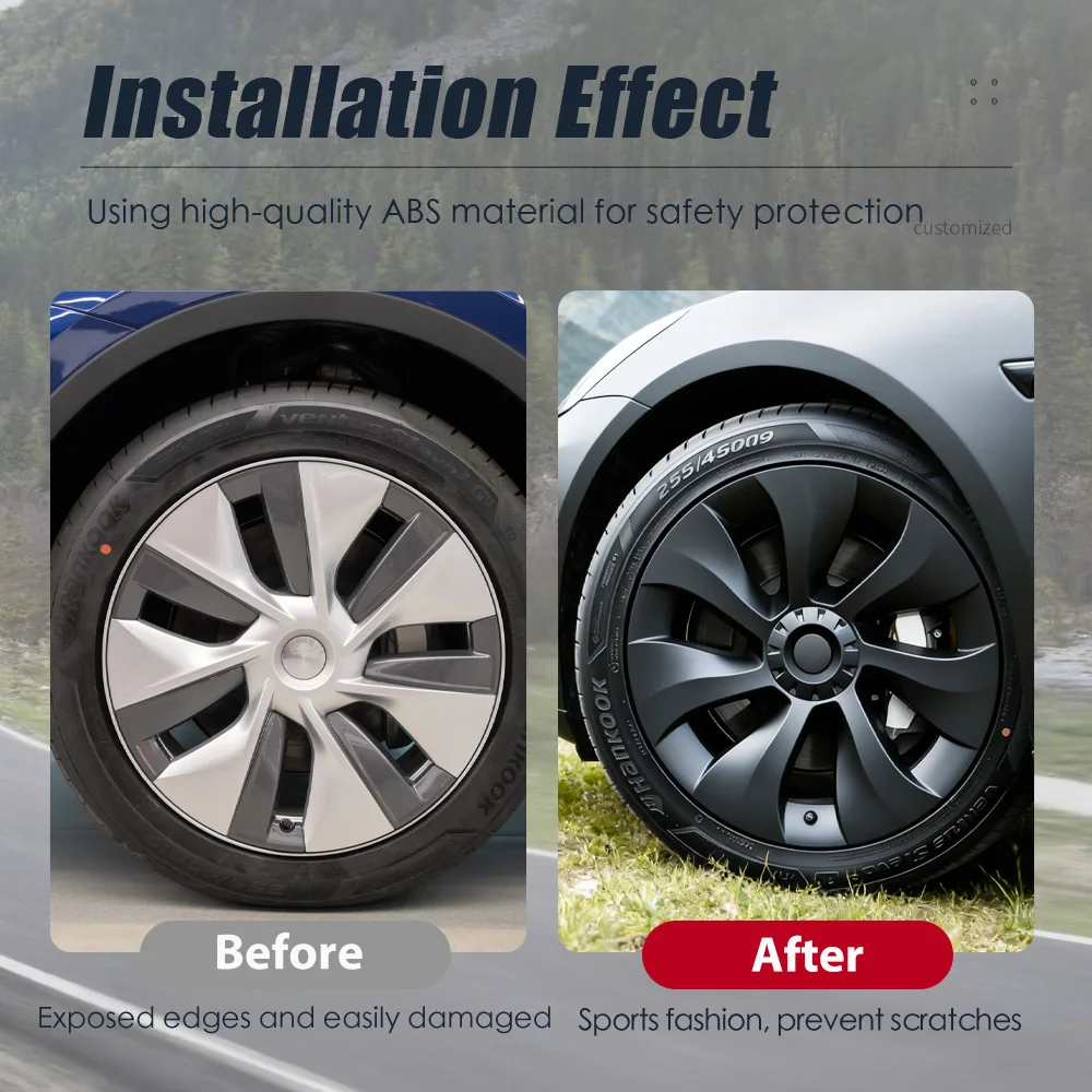 4PCS Wheel Cover Performance Replacement  for Tesla Model Y 19 Inch Wheel Caps Automobile Hubcap Full Cover Accessorie 2023 2024