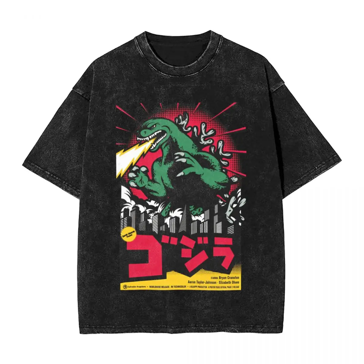 

Oversized Washed T-Shirt Godzillaed Japanese Monster Cotton T Shirts Horror Tee Shirt for Mens Summer Aesthetic Casual Tees