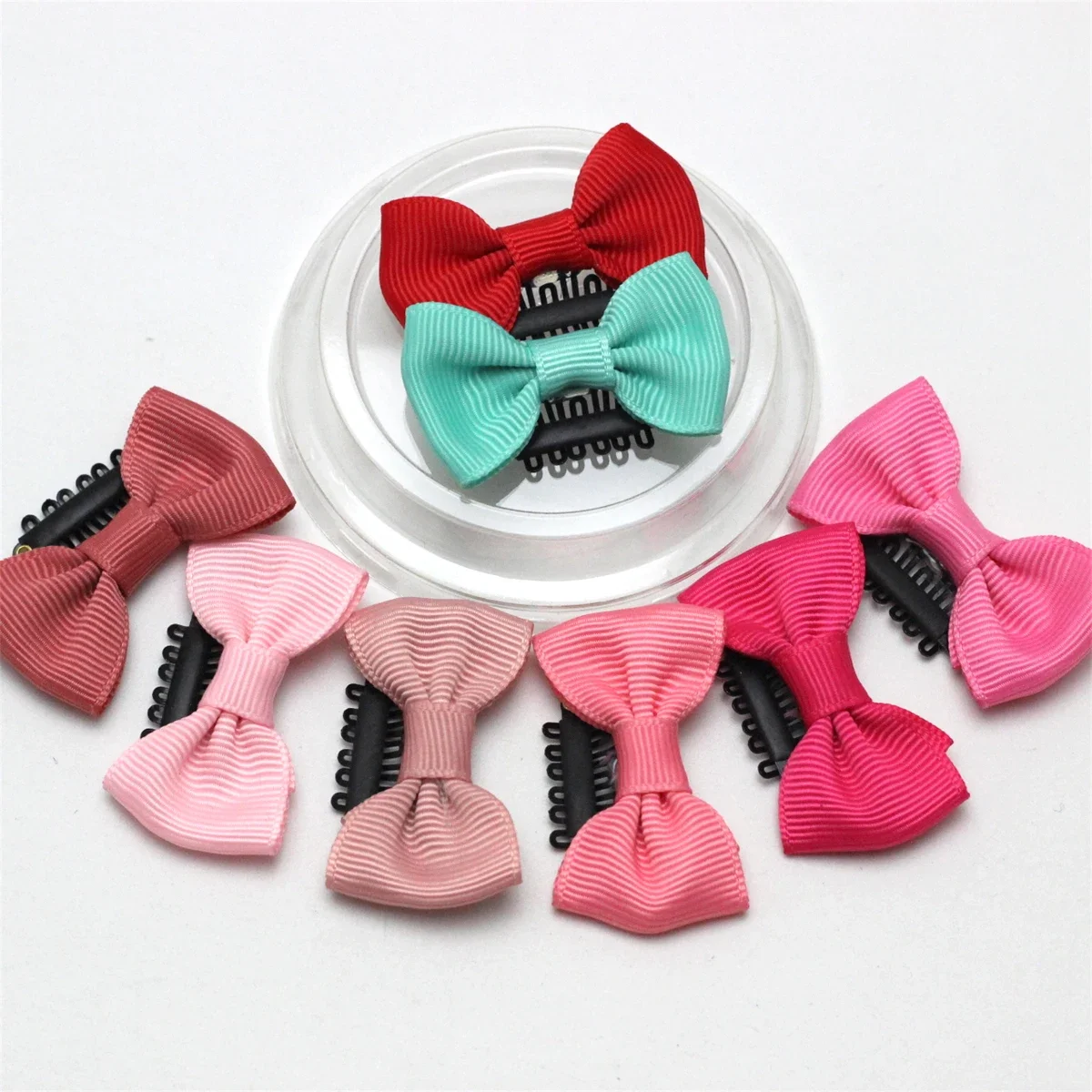 12pcs/lot Girls Small Hair Clip Baby ribbon Hair Pins Infant kids Fine Wispy baby girl Hair Mini Latch Wisp Clip Newborn Hairbow