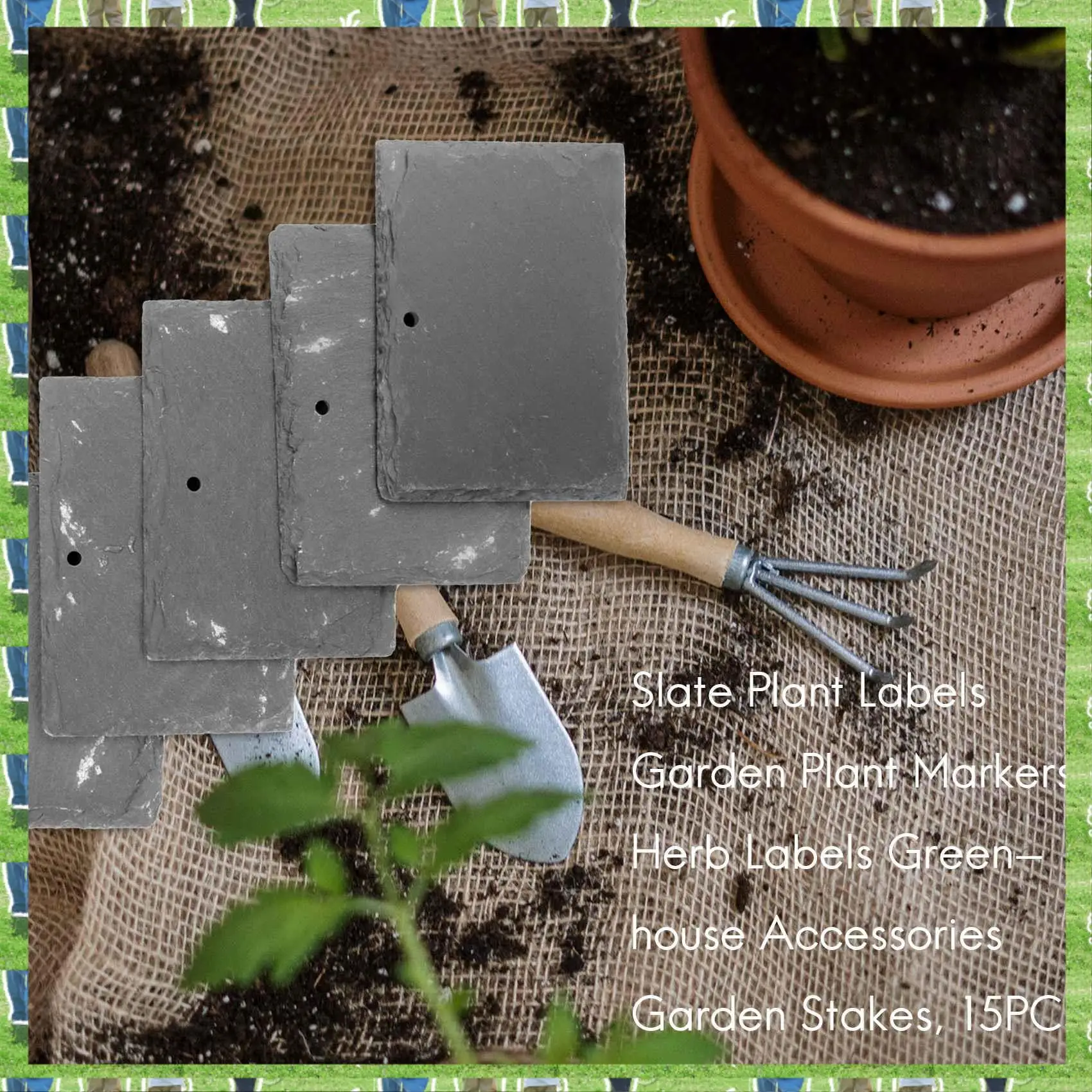 

FTS Slate Plant Labels Garden Plant Markers Labels Greenhouse Accessories Garden Stakes, 15PCS