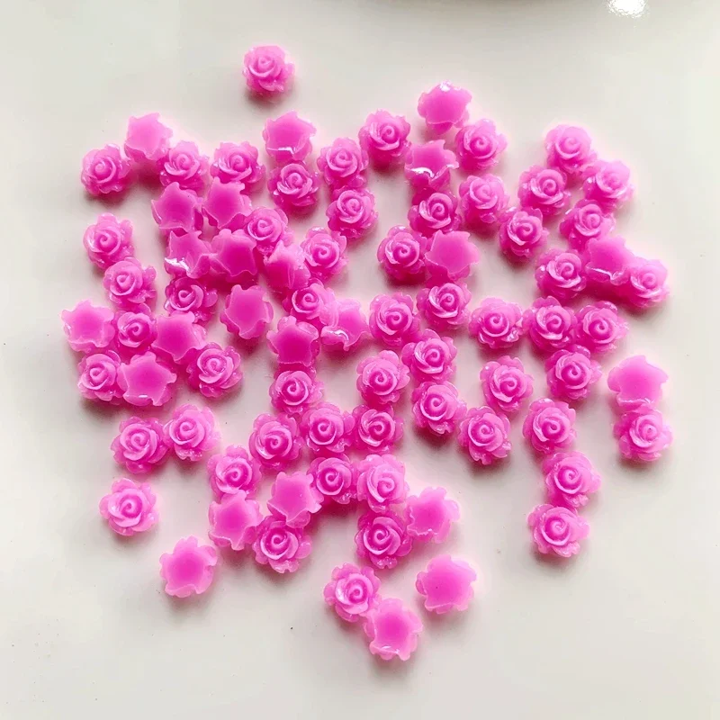 100pcs 6mm Resin Flower Rose Flatback Cabochon Beads For Nail Art Craft Decoration Jewelry Making  Hairpins decorate the flowers