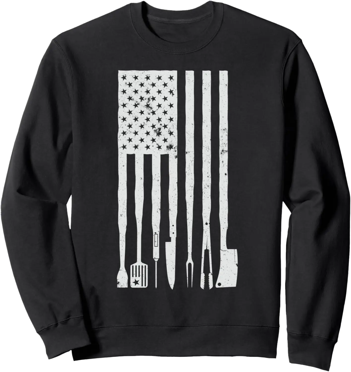 US Flag BBQ Utensils For Fans of Smoking Grilling Barbecue Sweatshirt