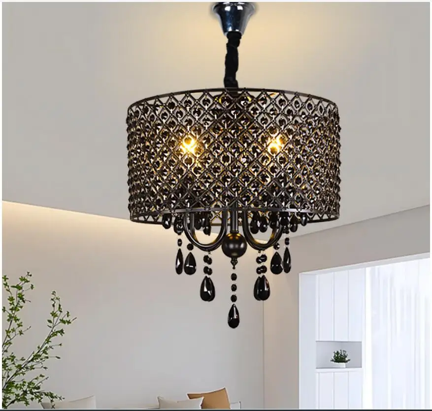 European Modern Crystal Chandelier Lights Modern Black Crystal Pendant Lamp Crystal Shades Included E14 110-260V 100% Guaranteed