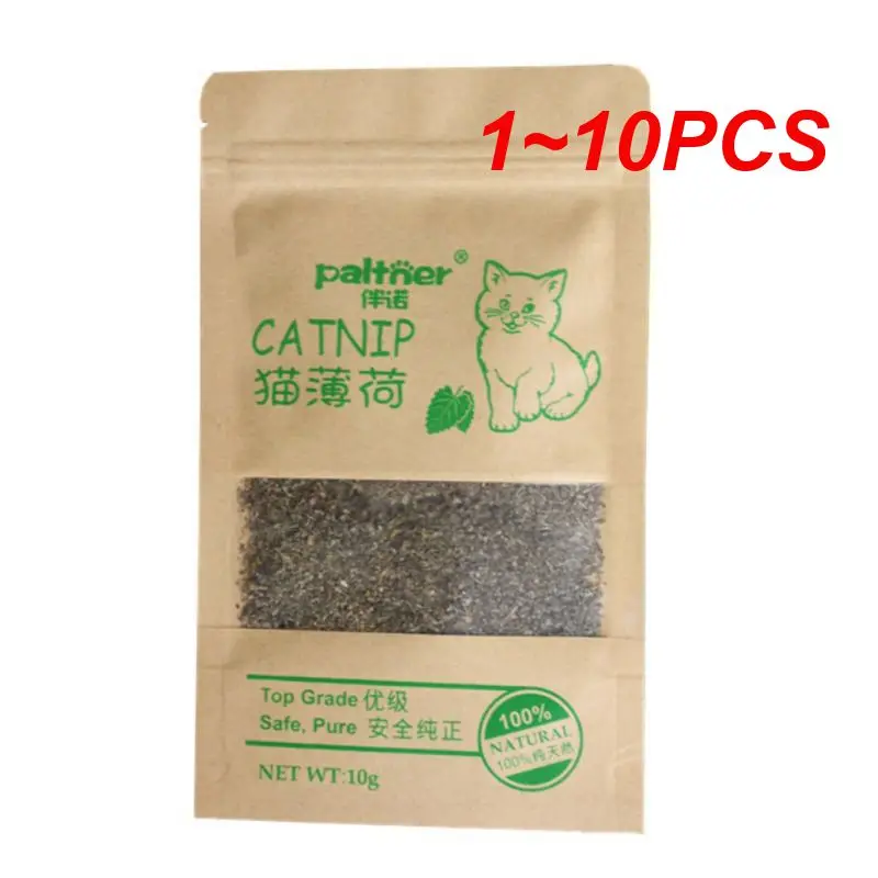 1~10PCS New Organic 100% Natural Cat Catnip Cattle Grass 10g Cat Mint Leaves Menthol Flavor Funny Cat Training Toy Cats Supplies