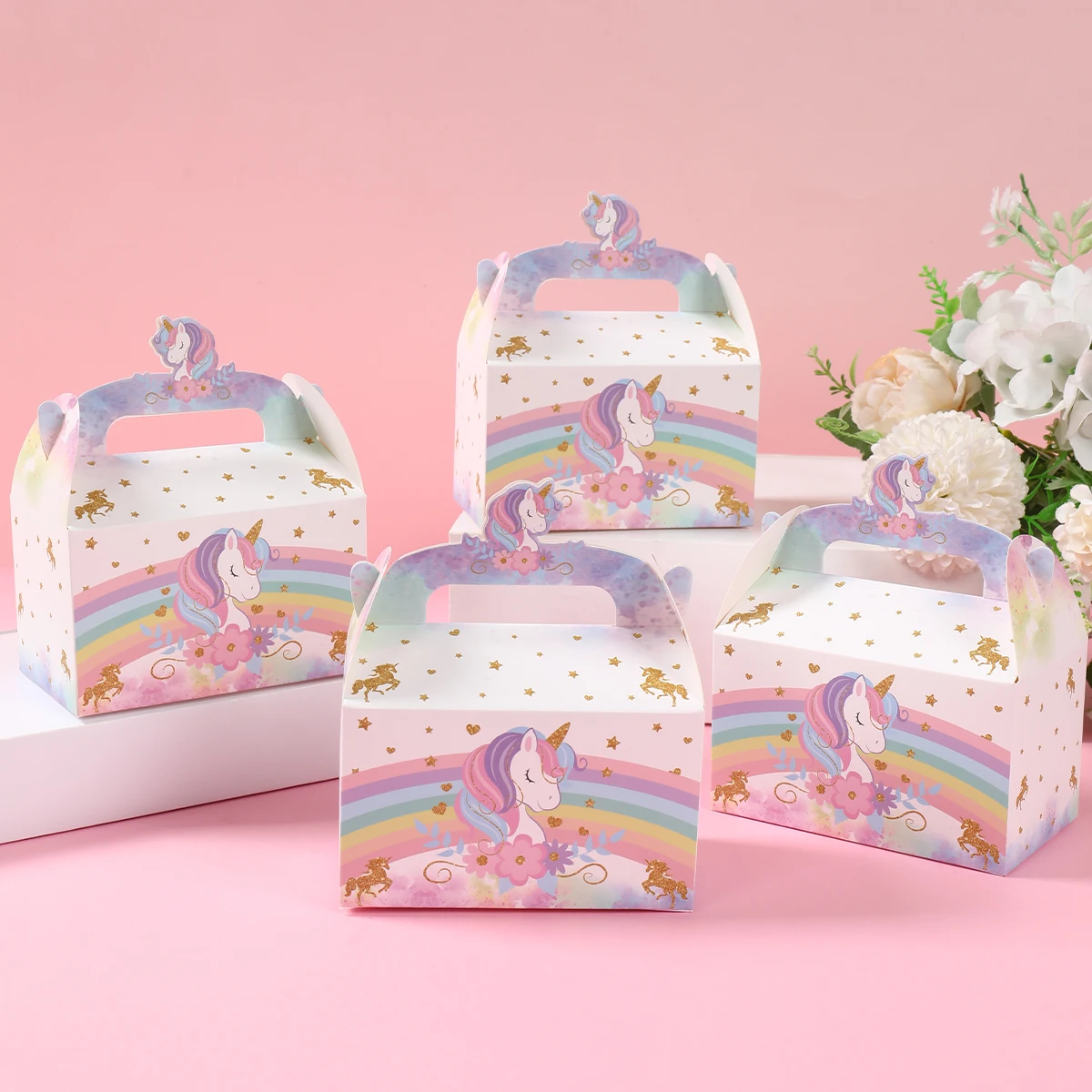 Coffrets cadeaux licorne arc-en-ciel, cadeaux de fête prénatale pour invités, décoration d'anniversaire et de mariage, fournitures de fête, boîtes à bonbons
