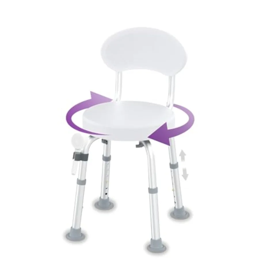 

Swivel Shower Chair 360° Non-Slip Shower Seat with Backrest for Elderly and Disabled Height Adjustable Rotating Tub Bench for S