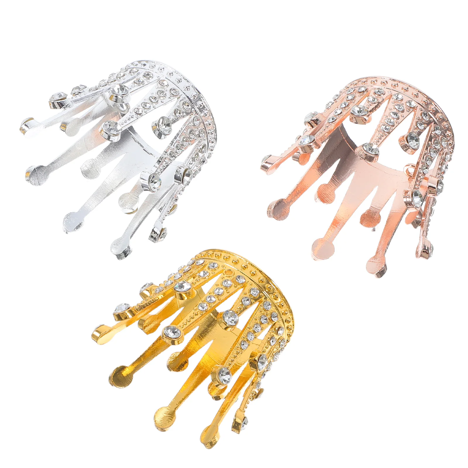 

3pcs Flowers Gifts Mini Alloy Rhinestone Crown Cake Decorations Toppers for Cupcakes Bouquet Prince Birthday naments