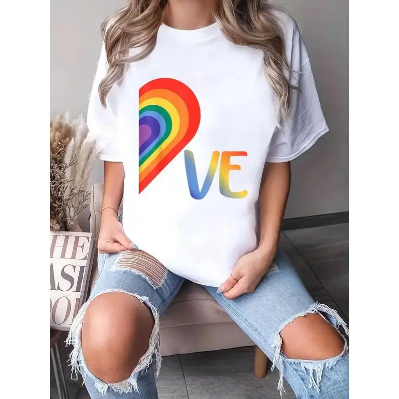 

Love Pride T-shirt, Rainbow Heart Graphic Tee, LGBTQ+ Unisex Top, Gay Pride Month Apparel, Inclusivity Ally Gift