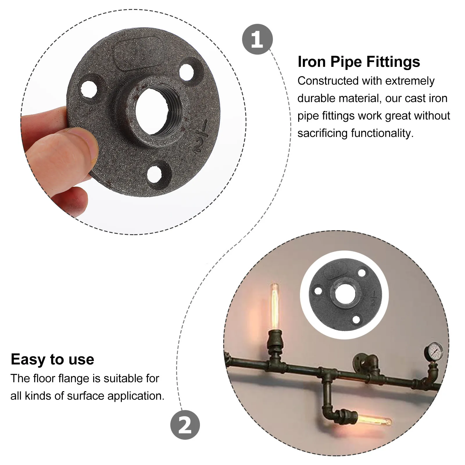 

10Pcs Floor Flange with Malleable Iron Fittings Robust Flanges Decorative for DIY Shelving and Rack Building Flange Plates