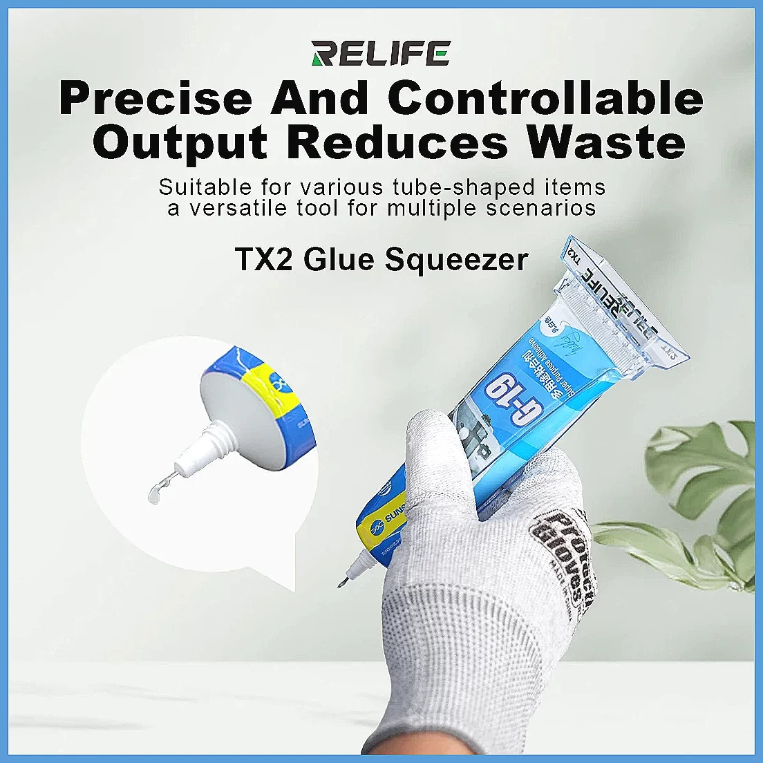 RELIFE TX2 50ML Glue Squeezer - Precise Control, No Waste, for All Tube Items