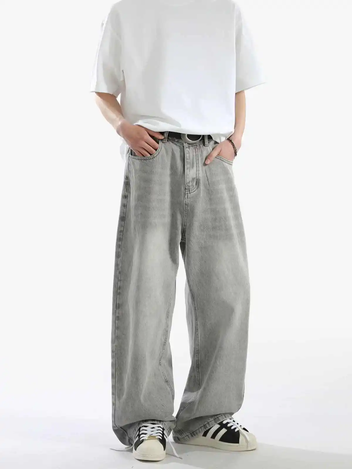المرأة رمادي Y2k فضفاض الجينز خمر Harajuku الشارع الشهير صديقها جان السراويل اليابانية 2000s نمط الجرونج كبيرة الحجم سراويل جينز