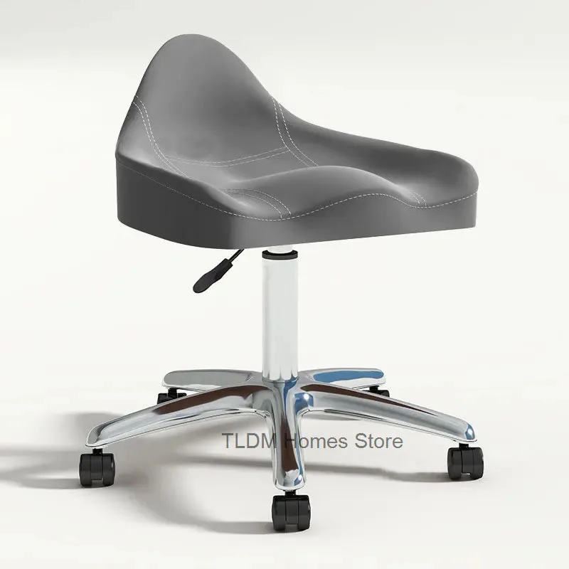 Kursi Tukang Cukur Besi Tempa Nordic Kursi Tukang Cukur Khusus Salon Kecantikan Bangku Pengangkat Putar Modern dengan Roda Kursi Rias Rumah