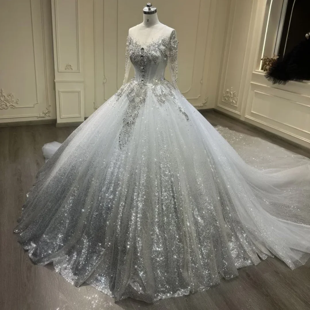 Customized Exquisite One-Shoulder Wedding Party Dress with Handcrafted Details And Grand Train Elegant Bridal Gown Train Vestido