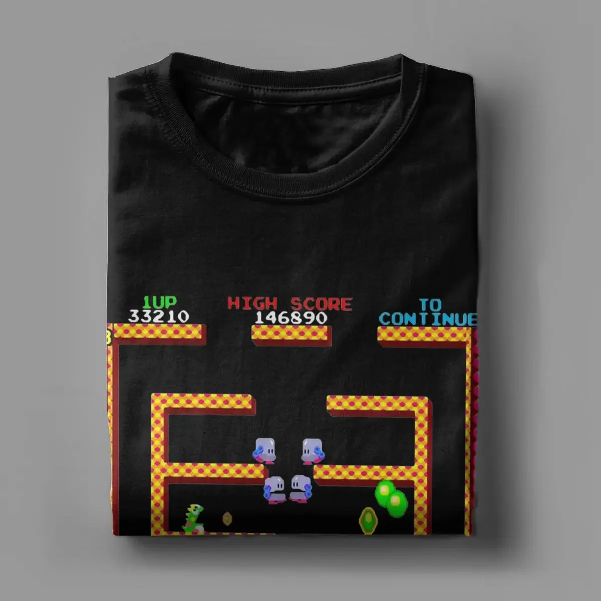 Unique Bubble Bobble Level Game T-Shirts for Men Crewneck Cotton T Shirts Short Sleeve Tees Plus Size Tops