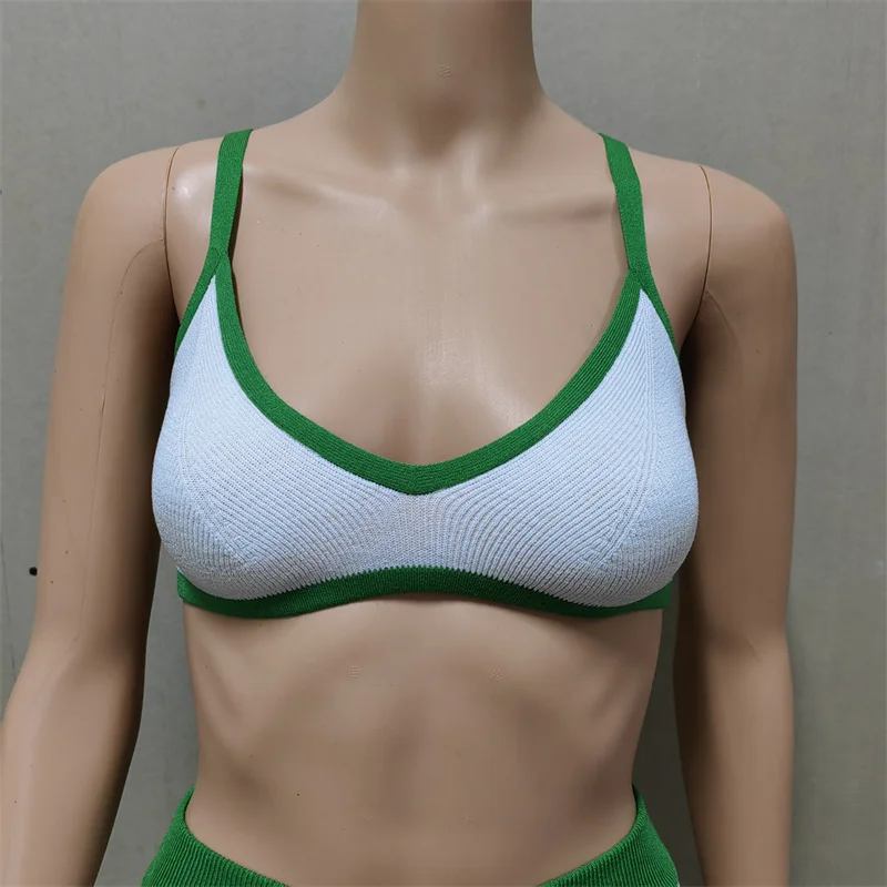 Set bikini all'uncinetto da donna, costumi da bagno in maglia, top corto, reggiseno e pantaloncini, fondo, copricostume da spiaggia, costumi da bagno, 2 pezzi