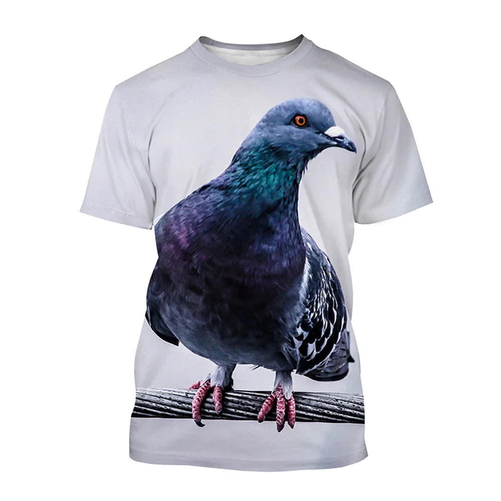 Moda pombo animal pássaro t camisas impressão 3d homem mulher manga curta camiseta streetwear oversized harajuku crianças topo camisetas roupas