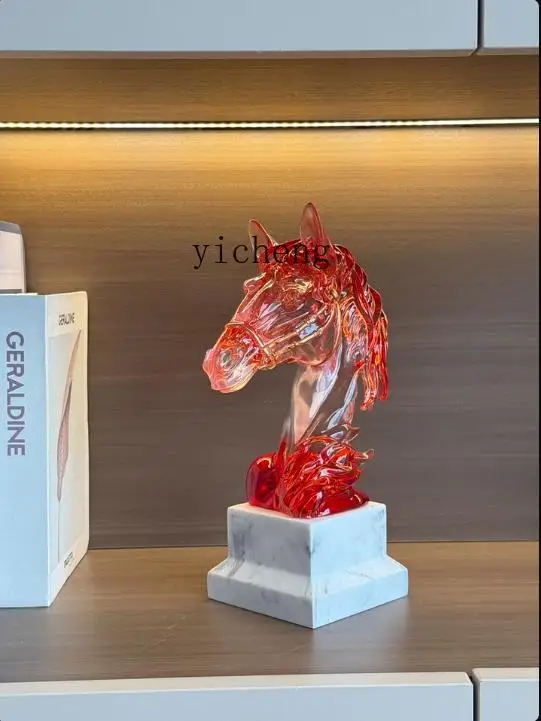 

Lucky Horse Head Sculpture Art for Living Room TV Cabinet Entrance Wine Cabinet Decoration Office Craft