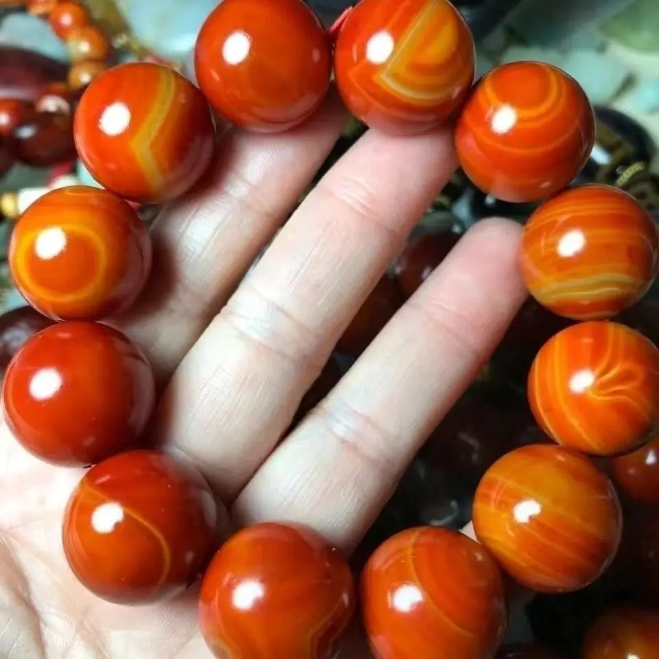 2026 Authentic Natural Shanggu Zhanguo Red Agate Bracelet for Men High End Round Beads Elegant Fashion Jewelry Collectible Gift