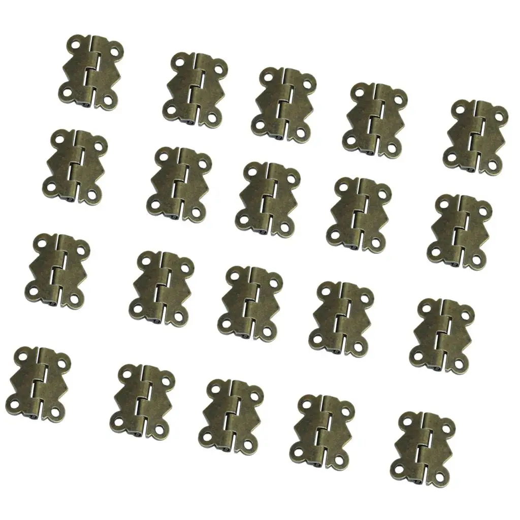 20Pcs Retro Butterfly Door Butt Hinge Heavy Duty Fixed Pin Polished 16*20mm