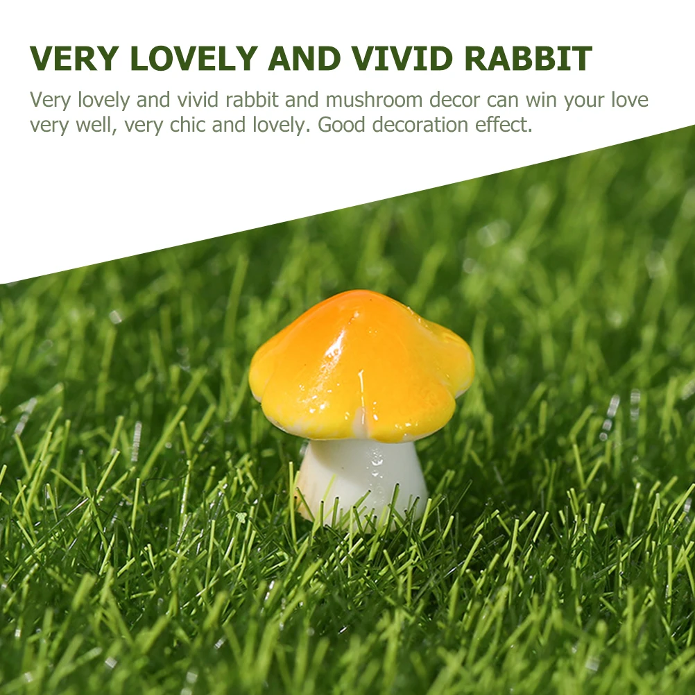 

20pcs Bunny Mushroom Statues Cute Rabbit Ornaments Resin Mini Bunny Figurines Figurines Garden Decor Wedding Gifts