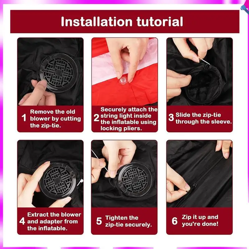 N96R استبدال مروحة قابلة للنفخ 1.5A منفاخ مروحة الهواء يتميز محول و3 سلاسل إضاءة لمبة LED لعيد الميلاد الولايات المتحدة المقابس الولايات المتحدة PLU
