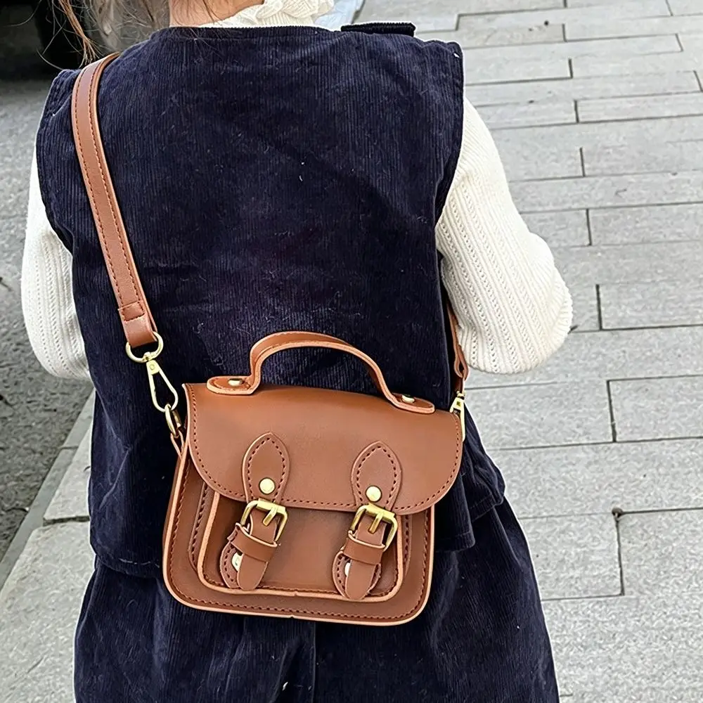 Versatile Design Children Messenger Bag Simple Retro Style Crossbody Bags School Supplies Creative PU Leather Handbags For Women