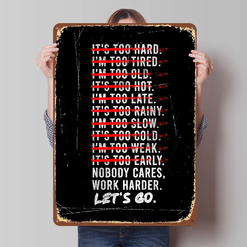 Let's Go Motivationszitat Blechposter Personalisierte Wandkunst Vintage Metallschilder Retro Blechschild für Gaming-Dekoration Zimmer