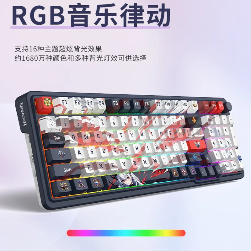 RedDragon Ks99 Mechanical Keyboard 3mode 2.4G/USB/Bluetooth Wireless Customization Rgb Hot Swap Gasket 98 Keys Gamer Keyboards