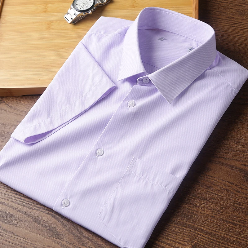 

Color Woven Stripe Short Sleeve Business Casual Shirt Men's Fashion Urban Style Summer Standard Fit Shirt Hong Da Brand