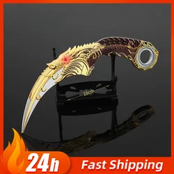 18cm Revolving Five Claw Gold Dragon Knife Alloy Model Toy Karambit Knafe Eagle Claw Unedged Toy Katana with Holster Boy Gift