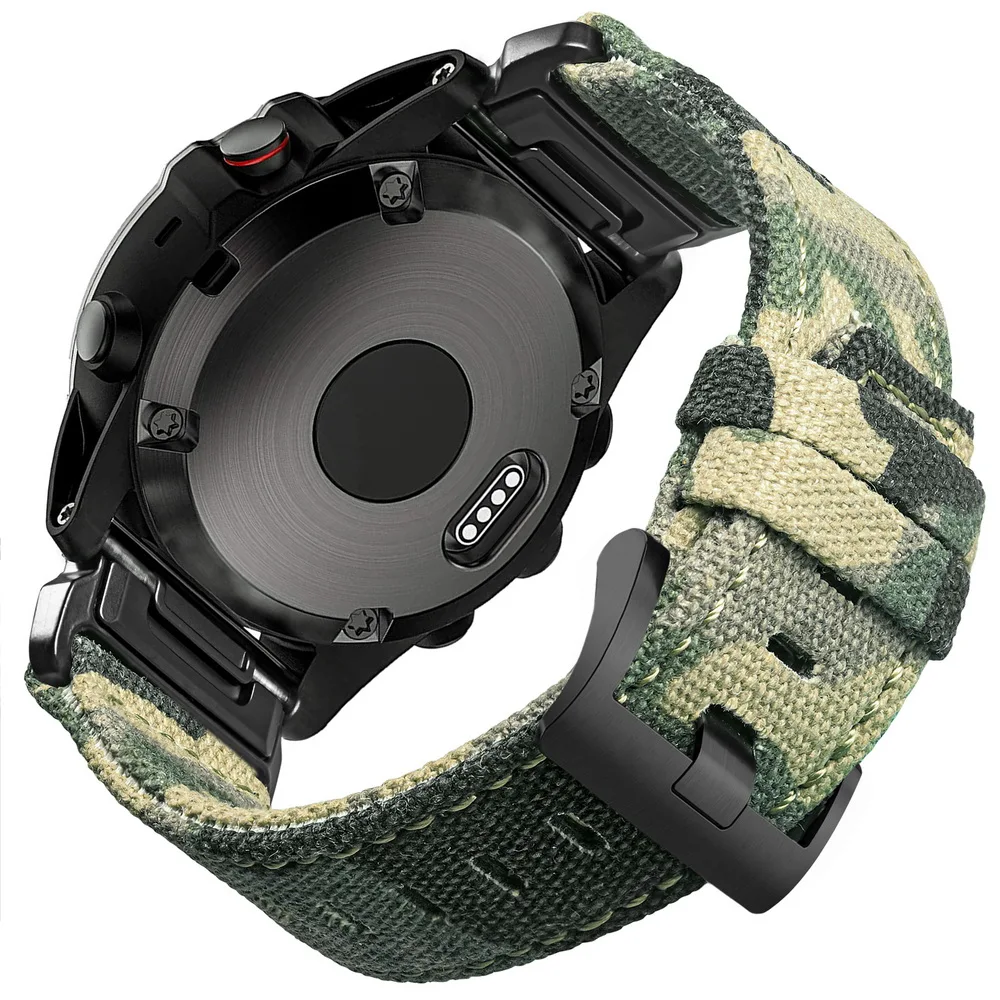 HEMSUT Canvas Watch Band For Garmin Quickfit 20 22 26MM  Military Sports Wrist Strap Compatible Fenix Tactix Instinct MARQ