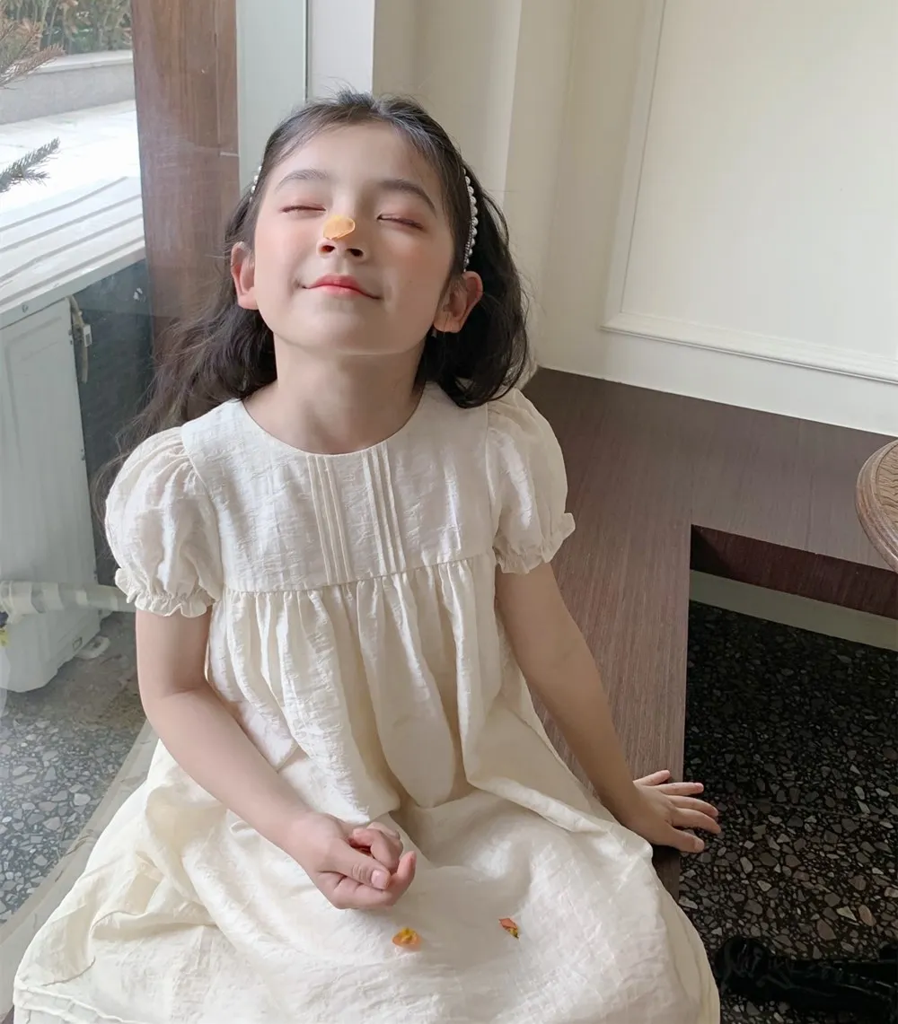 

spring dresses baby clothes Bubble sleeve girls' summer dress European style sweet and beautiful kids dress