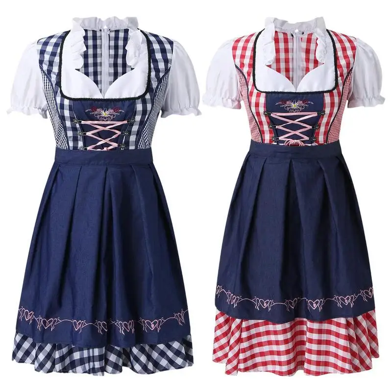 Oktoberfest Kostüme Plaid Dirndl Kleider Frauen traditionelle deutsche Kleider Deutsch Bier Festival Cosplay Outfits für Oktoberfest