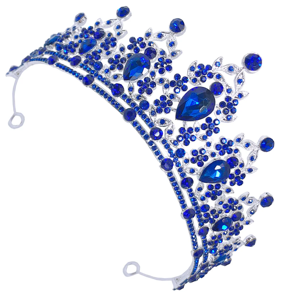 Bandeau de mariée voile bleu strass couronne bandeaux accessoire de cheveux de mariage diadème en cristal princesse