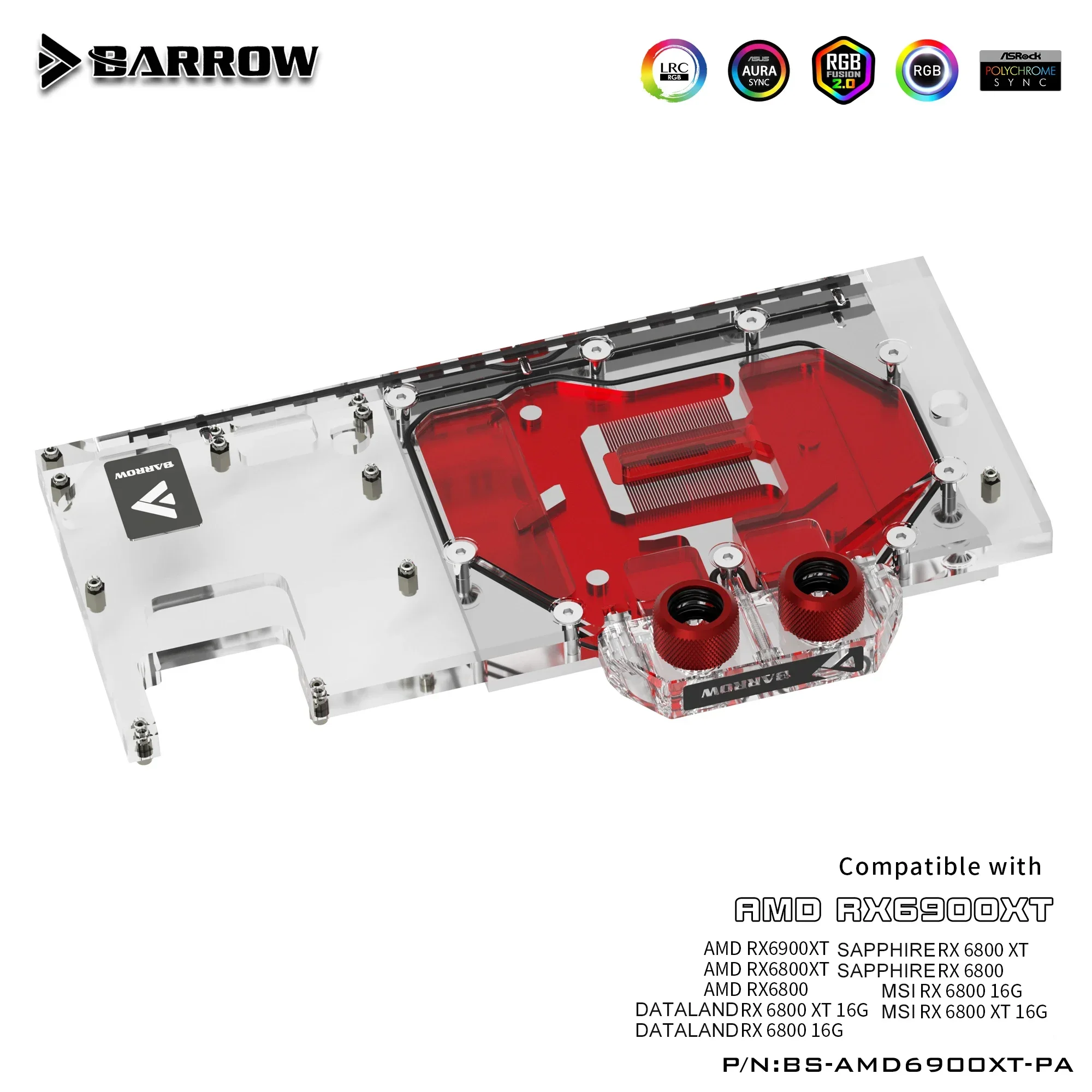 BARROW 6900 GPU Water Cooling Block,Full coverage For AMD Founder Edition MSI Sapphire RX 6900 6800 XT,BS-AMD6900XT-PA