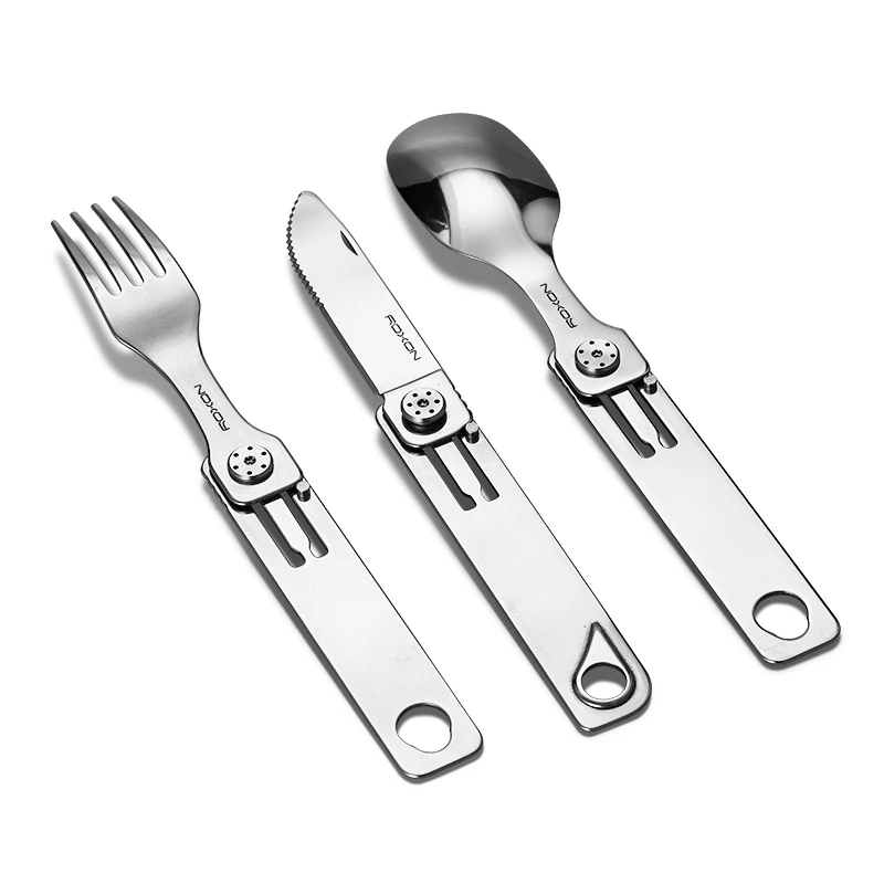 ROXON Three-in-one Knife and Fork Spoon Outdoor Tableware Set Stainless Steel Camping Field Portable Exquisite Multifunctional