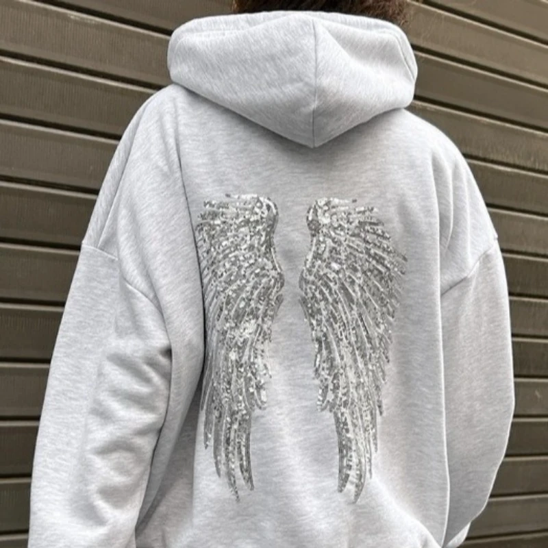 Lose Pailletten Hoodies Herbst und Winter Weibliche Top Dicke Kalte Glitter frauen Casual Mit Kapuze Sweatshirts 2025