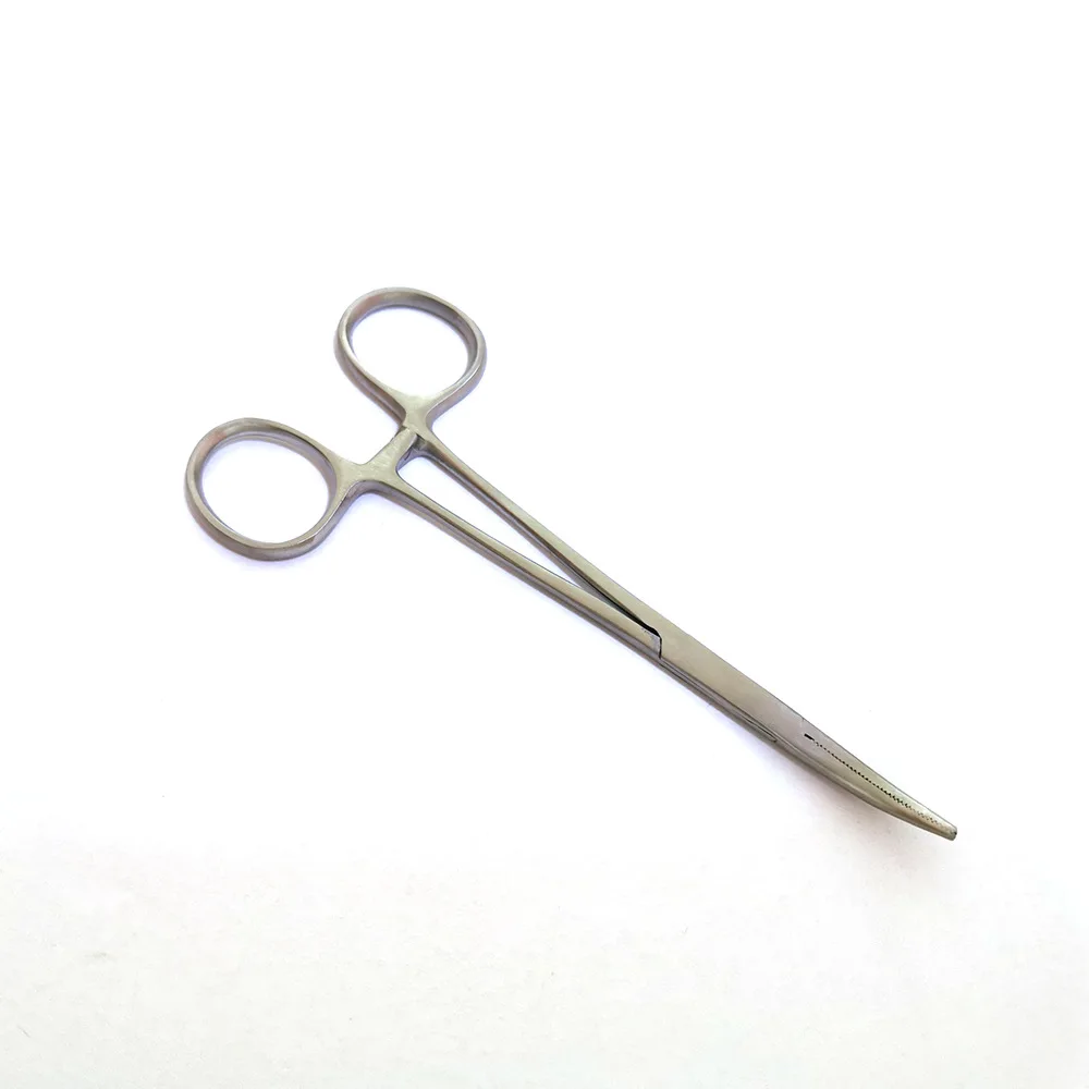 Pinzas hemostáticas de acero inoxidable, herramienta quirúrgica, abrazaderas de bloqueo hemostático, alicates de pesca con punta curva, 1 ud.