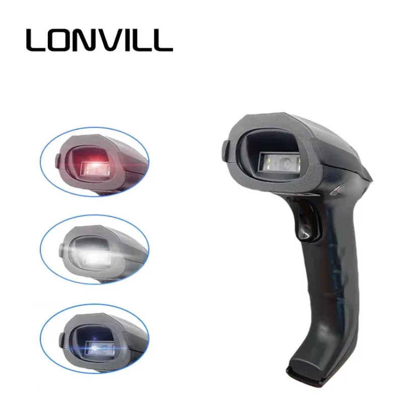 LONVILL Visão Grande Usb RS232 Leitor de Código de Barras de Produção Automotiva Indústria de Detecção de Metal Digitalização de Código de Barras Portátil
