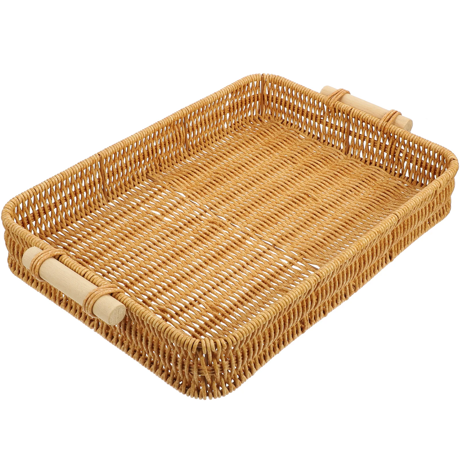 

Handmade Woven Rattan Bread Storage Basket Iron Frame Decorative Organizer For Kitchen Home Office Space