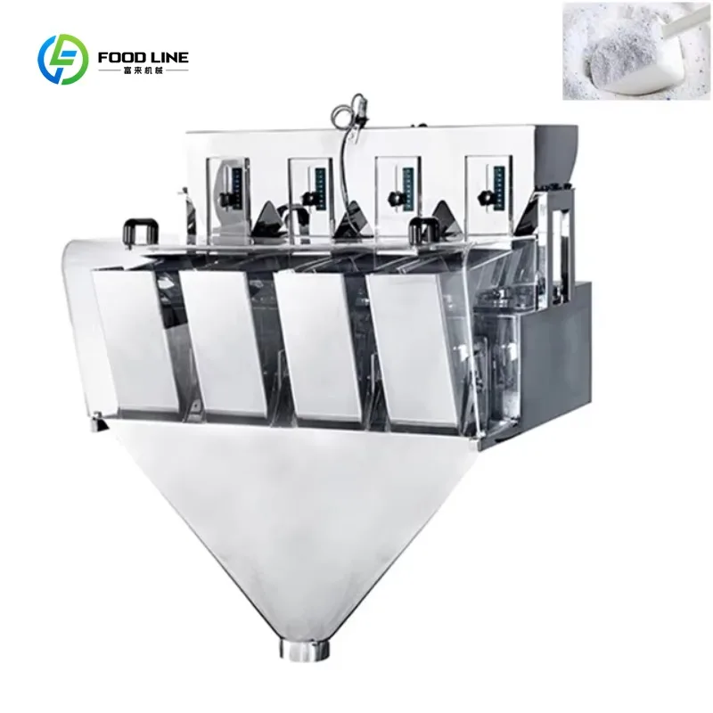 Detergent Powder Coffee Powder Protein Milk Powder 4 Head Linear Weigher Machine Automatic Filling Packaging Solution Custom