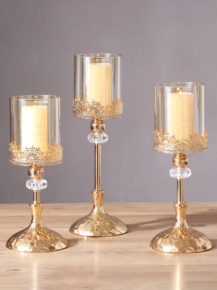 

1 шт. золотой металлический стеклянный подсвечник, европейский романтический подсвечник при свечах, свадебное украшение дома