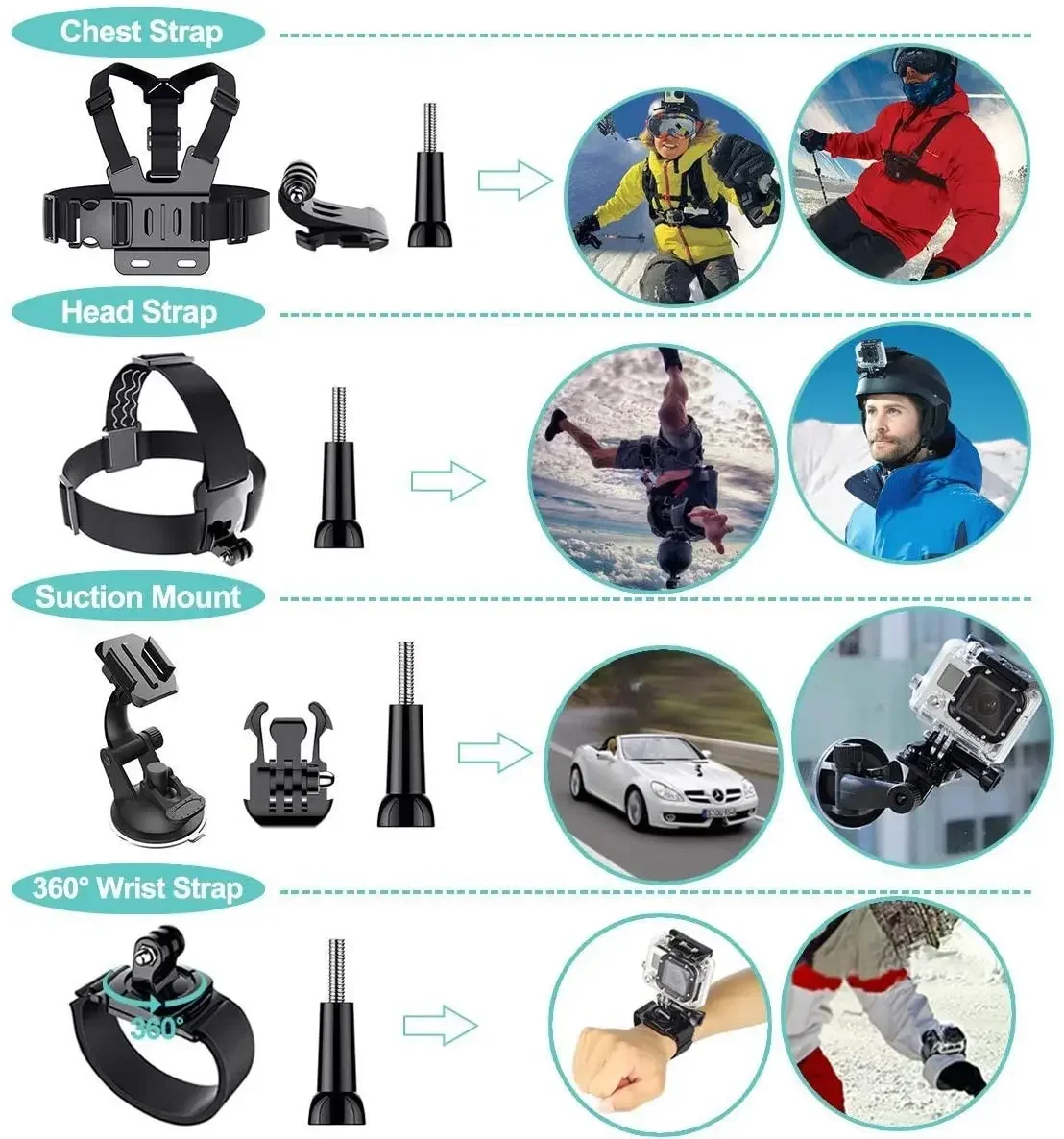 For Gopro Hero Action camera Accessories Backpack Suction Cup For Glass Mount 4k Case Helmet